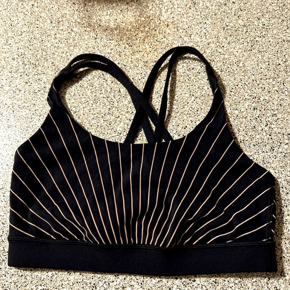 Lululemon sports strips bra size 4 black gold like new